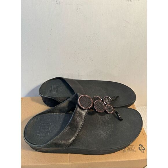 Fitflop size 8 black shoes sandals 3 circle design - Picture 1 of 5